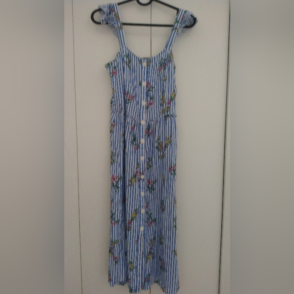 Blue and White Midi Summer Dress